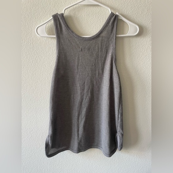 Rag and bone jeans waffle knit dark grey tank top - Picture 2 of 3